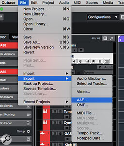 Cubase Pro supports both AAF and OMF export and import — neither's a perfect format, but some collaborators might request these formats.