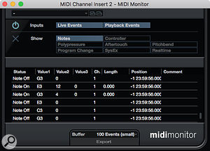 If all this note re-mapping gets a little confusing, the MIDI Monitor plug-in can be a useful troubleshooting tool.