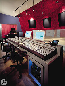 The control room at Firehouse Studios, complete with monster Pro Tools-based mixing setup.