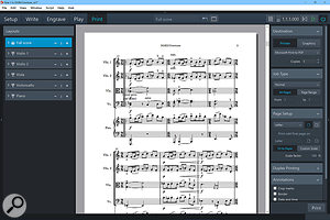 Print mode lets you choose which Layouts to print, how to print them, and provides a  large preview area to see what the output will be.