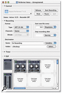 Using Audio Hijack Pro, all sorts of system and application audio can be recorded ready for inclusion in DP. It can also make quick MP3 mixdowns of DP4 sequences.