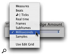 Nudge and the Nudge Amount window are your secret weapons for shunting around all kinds of audio and other sequence data, by amounts varying from a single sample to dozens of bars.