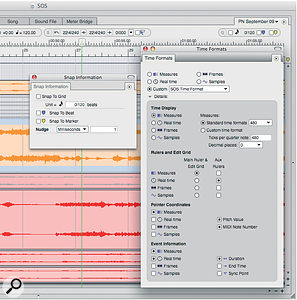 The Time Formats window lets you set up multi‑level rulers and personalise time displays throughout DP6.