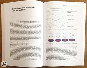 The paperback book, explaining the implications of a drum’s harmonics and in‑harmonic overtones.