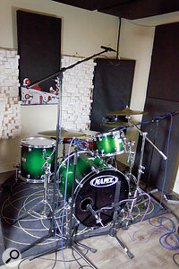 To provide a consistent reference point against which to assess the room options, the kit was miked with a stereo overhead plus close kick and snare mics.