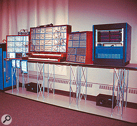 The Patrick Gleeson Modular (left) and Blue Box (far right) at the Audities Foundation Museum. Photo courtesy of Audities Foundation.