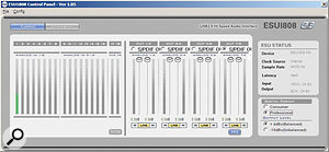 The ESU1808's Control Panel software allows you to monitor levels and perform basic routing operations.