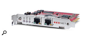 Currently available under both the Focusrite and Yamaha brands, the Dante PCIe card supports up to 128 channels of audio I/O at base sample rates with good low-latency performance.