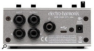 The Effects Interface supports mono or stereo pedals, and both instrument‑ and line‑level devices.