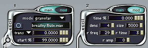 The Density setting in Native Instruments Absynth lets each grain overlay those following it, which often creates phasey metallic sounds.