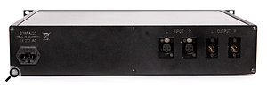 The rear panel of Gyraf's G24 Passive-Aggressive Cadmium Compressor features only stereo I/O connections on XLR sockets, and a mains inlet.