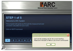 Your audio card needs to be set to a 48kHz sample rate when measuring the room response. A prompt to change this appears if it can't be done automatically, as was the case with the interfaces used in the review.