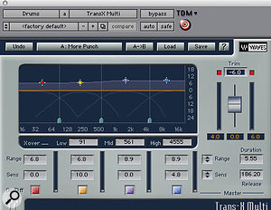 Waves' Trans-X Multi was used to add more transient attack to the 'Buttons' drum loop.