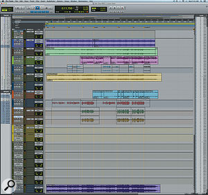 This composite screen capture shows the minimalist Pro Tools session for ‘Slow’.