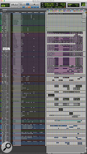 This composite screen capture shows the entire Pro Tools session for ‘Treat You Better’.