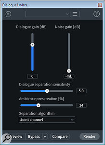 The Dialogue Isolate processor has been given a new ambience‑preservation slider.