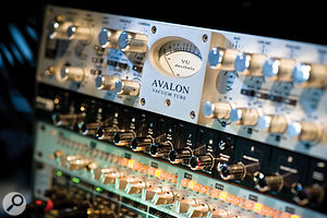 The relatively small amount of outboard at Sticky Studios includes this Avalon voice channel, M‑Audio Profire 2626 interface and Audient ASP008 eight‑channel preamp.