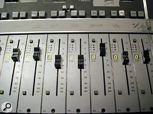 Sarm's SSL desk throughly marked up for the Iron Maiden recordings.