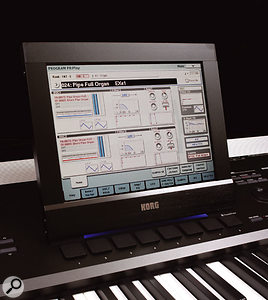 The OASYS's colour touchscreen, through which players access all the parameters relating to the operation of the synth.