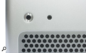 Beneath the screen: a quarter‑inch TS jack input and headphone out.