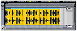 A 120bpm loop has been dragged into the Arrangement view, and the tempo has been set to 120bpm.