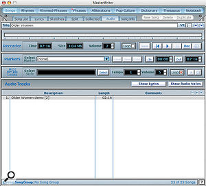 Masterwriter includes a basic audio recorder.