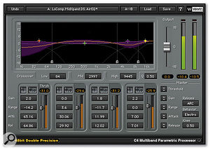 For most mastering tasks, a multi-band dynamics plug-in such as Waves C4 (bottom) will achieve the most transparent results, but that doesn't mean that you can't use a full-band compressor such as Universal Audio's 1176SE (top) if you're after a more vintage 'pumping' sound.