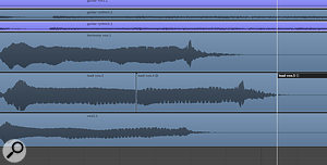 Getting the timing of a performance right is every bit as important as hitting the correct pitch. Paul took great care to edit the ending of the backing vocal parts so that they were nice and tight with the lead vocal.