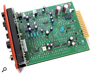 Clean PCB inside the module, populated mainly with SMD parts.