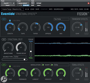 An other-worldly delay effect was generated using Eventide's Fission.