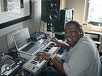 Biz Markie adds a keyboard part to his contribution.