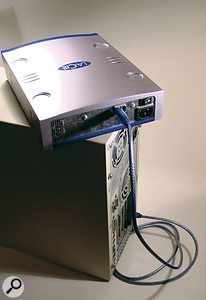 An external Firewire drive is an ideal companion to PC desktop and laptop computers, since you can move an audio project from one to the other without rebooting.