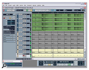 The 'FiveTowers' test for Cubase SX is a useful measure of CPU performance, although reporting an accurate CPU meter reading can be difficult.