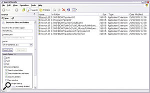 Vital system files are stored by Windows XP in its system folder, but may also exist as duplicates in the WinSxS folder (see main text), and in individual application folders, so different versions can co-exist. As you can see, the different instances may also vary considerably in size.