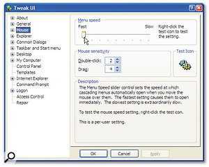 Making cascading menus appear instantly by setting this TweakUI slider to its fastest setting is not an essential tweak, but it certainly makes my Windows XP experience a lot more pleasurable!