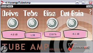 Despite a slightly garish interface, Voxengo's freeware TubeAmp plug-in offers a wide range of sophisticated tube sounds, ranging from warm and expensive valve amps through to more obvious overdrive and distortion effects.