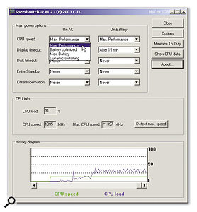 If you want to create a new Power Scheme to suit your laptop, Speedswitch lets you access a host of user settings, including the all-important CPU throttling options.