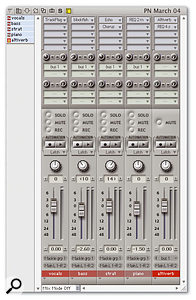 Assigning one reverb plug-in per track isn't a good use of your Mac's resources. Sharing one reverb between four tracks, using DP's aux sends and busses, is a much more sensible approach.