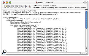 A little bit of an OS X patchlist in XML, showing how some of the basic properties of the synth are defined.