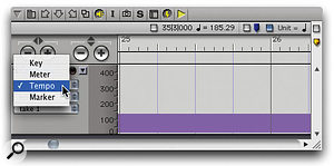 The Sequence Editor can display the Conductor Track, but to enter tempo data you first need to select the Tempo 'layer'.