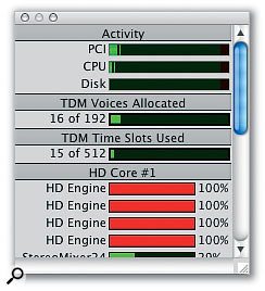 The System Usage window now shows the used TDM Voices for Pro Tools HD systems, which is useful to keep track of resources when running a large number of audio tracks and RTAS plug-ins. 