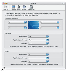 Some of the keyboard shortcuts in Pro Tools clash with the default controls for Mac OS 10.4's Expose features. The latter can be reassigned in the System Preferences window. 