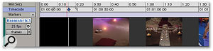 You can choose whether Pro Tools' video track displays your video file as Blocks (top) or Frames. The latter is helpful, but demands more of your computer.