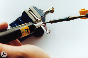 Leave any mistakes to cool before using a desolderer to clean the joint of any old solder, and then start again. Leave any mistakes to cool before using a desolderer to clean the joint of any old solder, and then start again.