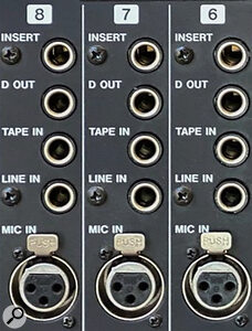 The direct outs on the Tascam M3500 are handy, but intended for tape machines operating at ‑10dBV — around 12dB lower than the Antelope Orion’s +4dBu operating level.