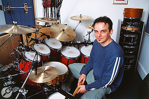 Session drummer Gavin Harrison has to be prepared for all occasions. His setup consists of up to a nine-piece kit, for which he uses a pair of Shure SM57s on each snare (one on top, one below), Electrovoice ND408s on each of his five toms, a Beyer M88 on the kick drum, and Schoeps CMC5s as overheads. Check out his Readerzone feature in SOS October 1999, and online at www.soundonsound.com/sos/ oct99/articles/readerzone.htm.