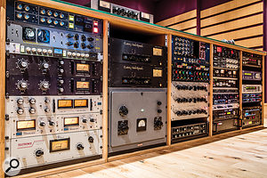 The outboard rack in Studio B is filled to the brim with vintage and modern goodies.