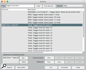 Assigning track 01 mute toggle to a MIDI event.