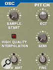 The tuning controls of Redrum and NN19. Shown above are the pitch-envelope controls of Redrum voices six and seven. NN19 has three pitch controls, although the cent-calibrated 'fine' knob will probably be used most in this technique.