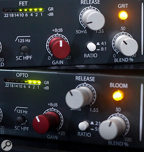 The FET compressor’s Grit feature and the optical compressor’s Bloom can both speed up the compression and add character.